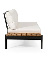 Theo 2-Seater Acacia Wood And Iron Sofa With Water-Resistant Cushions