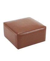 Square Pu Leather Ottoman,Black