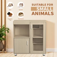 Hamster Cage, Small Animal Cage for Chinchilla/Rat, 4-Tier Guinea Pig Cage Wood with Acrylic Windows, Storage Cabinet, Openable Top, Hamster Cages and