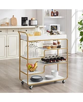 Streamdale Furniture 6-Tier Bar Cart, Slide Bar Serving Cart, Retro Style Wine Cart for Kitchen, Beverage Cart with Wine Rack and Glass Holder, Rollin