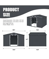 Simplie Fun Outdoor Storage Shed 8 x Ft Large Metal Tool Sheds