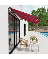 10' x 8' Retractable Awning, Patio Awnings, Sunshade Shelter w/ Manual Crank Handle, Uv & Water-Resistant Fabric and Aluminum Frame for Deck, Balcony,