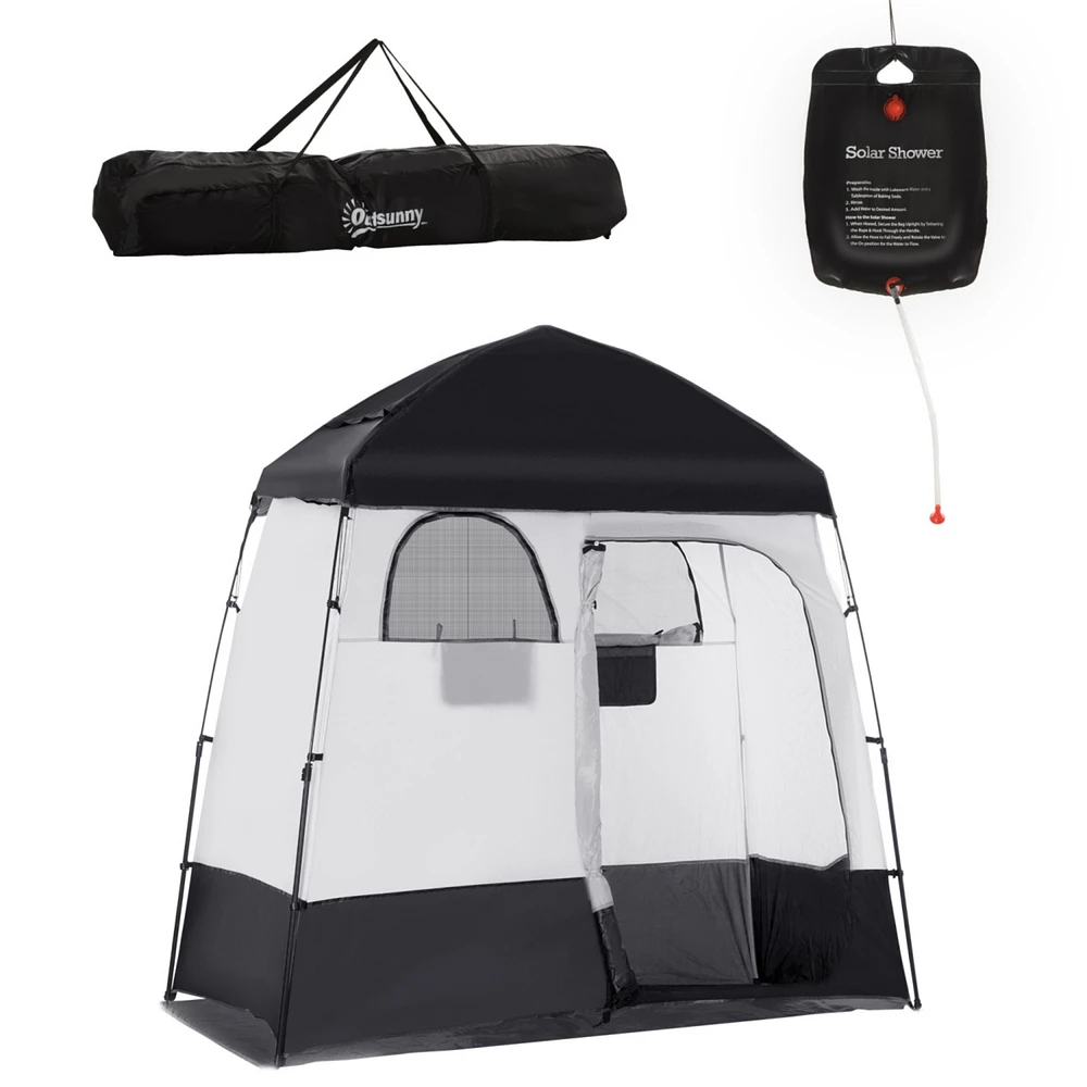 Streamdale Furniture Shower Tent, Pop Up Privacy Shelter for Camping, Dressing Changing Room, Portable Instant Outdoor Shower Tent Enclosure w/ 2 Room