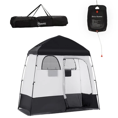 Streamdale Furniture Shower Tent, Pop Up Privacy Shelter for Camping, Dressing Changing Room, Portable Instant Outdoor Shower Tent Enclosure w/ 2 Room