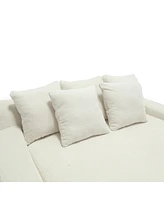 Simplie Fun Chenille 2-seater lazy sofa With 5 back pillows, Comfy Sofa- Deep Seat Couch for Living Room, Club (White)