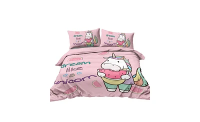 Slickblue 3-Piece Unicorn Watermelon Duvet Cover Set for Comforter - Fun and Stylish Bedding Decor