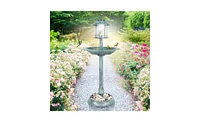 Slickblue Plastic Round Birdbath with Solar Light Elegant Outdoor Decor for Birds and Gardens