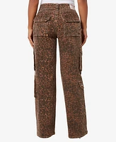 True Religion Women's Big T Bobbie Leopard Cargo Pants