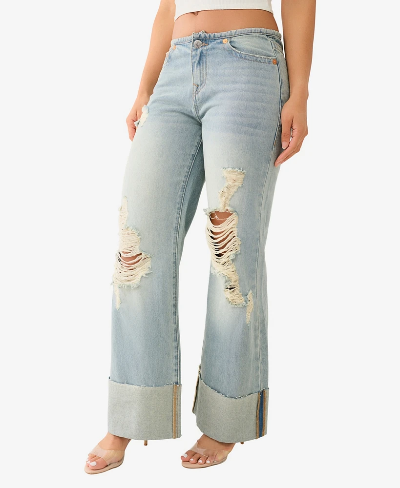 True Religion Women's Cuffed Low Slung Baggy Jean