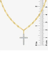 Diamond Cross 18" Pendant Necklace (1/10 ct. t.w.) in 14k Gold-Plated Sterling Silver