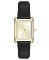 Anne Klein Women's Quartz Rectangular Faux Leather and Gold-Tone Alloy Metal Watch, 24mm