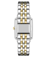 Anne Klein Women's Quartz Premium Rectangular Two-Tone Alloy Metal Watch, 24mm - Black/Silver-Tone/Gold