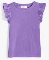 Epic Threads Toddler Girls Solid Rib Flutter-Sleeve T-Shirt, Exclusively at Macy's