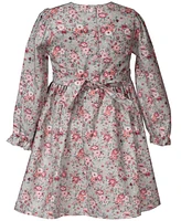 Bonnie Jean Little Girls Long Sleeved Ditsy Floral Smocked Dress