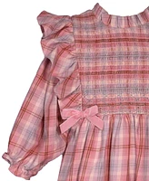 Bonnie Jean Little Girls Pinafore Ruffled Plaid Smocked Dress