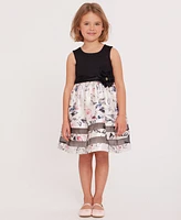 Bonnie Jean Little Girls Sparkle Knit to Floral Mikado Party Dress