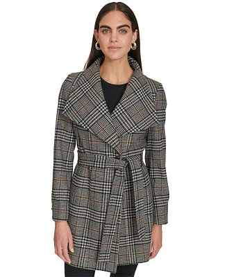 Calvin Klein Womens Asymmetrical Belted Wrap Coat, Created for Macys