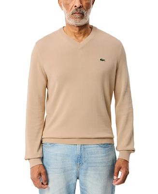 Lacoste Men's Regular-Fit Solid V-Neck Sweater