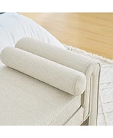 Bedroom storage stool, linen fabric storage stool, large storage space, 50.39 inches, can be used for bed end, living room, entrance, Beige