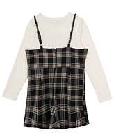 Rare Editions Big Girls Plaid Jumper Outfit with Necklace, 2-Piece Set