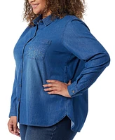 Gloria Vanderbilt Plus Larissa Cotton Studded Denim Shirt