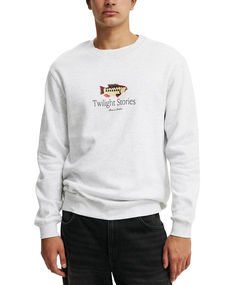 Cotton On Men's Graphic Crew Fleece Sweatshirt