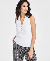 I.n.c. International Concepts Women's Ribbed Polo Halter Top, Exclusively at Macy's