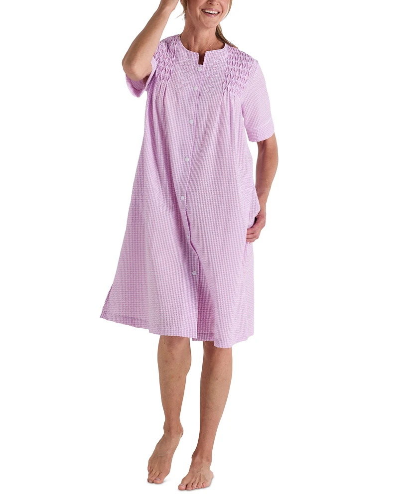 Miss Elaine Women's Short-Sleeve Seersucker Robe