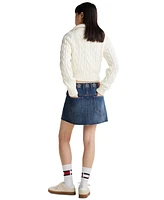 Tommy Jeans Women's Cotton Studded Star Denim Mini Skirt