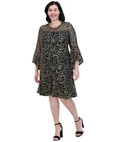 Jessica Howard Plus Bell-Sleeve Sequined A-Line Dress