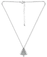 Giani Bernini Cubic Zirconia Christmas Tree Pendant Necklace, 16" + 2" extender, Created for Macy's