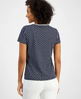 Nautica Jeans Women's Rivera Polka-Dot V-Neck Top