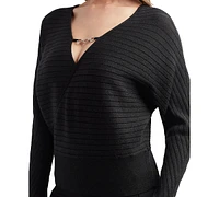 Bcx Juniors' Shimmering Embellished-Neck Dolman-Sleeve Sweater