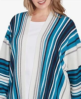 Ruby Rd. Plus Size Open Multi Stripe Cardigan Sweater