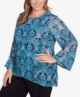 Ruby Rd. Plus Damask Mesh Top