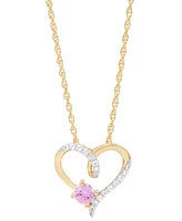 2-Pc. Set Lab Created Pink Sapphire (3/4 ct. t.w.) & Lab Created White Sapphire (1/3 ct. t.w.) Heart Pendant Necklace & Matching Stud Earrings in 14k