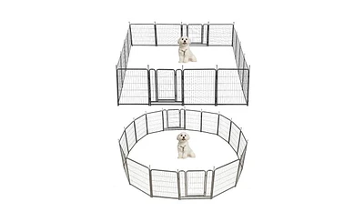 Slickblue 16-Panel Outdoor Dog Playpen for Yard and Camping, 31.6" Height Dog Fence with 2 Doors