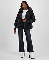 Guess Women's Melie Houndstooth Puffer Jacket