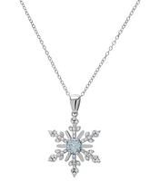 Lab Grown Blue Topaz (1/2 ct. t.w.) & Lab Grown White Sapphire (1/5 ct. t.w.) Snowflake 18" Pendant Necklace in 14k Gold-Plated Sterling Silver (Also