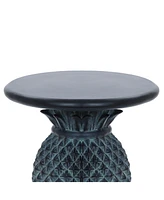 LuxenHome Patina Gray MgO Pineapple Outdoor Side Table