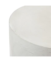 LuxenHome Gray and White Cement Round Outdoor Side Table