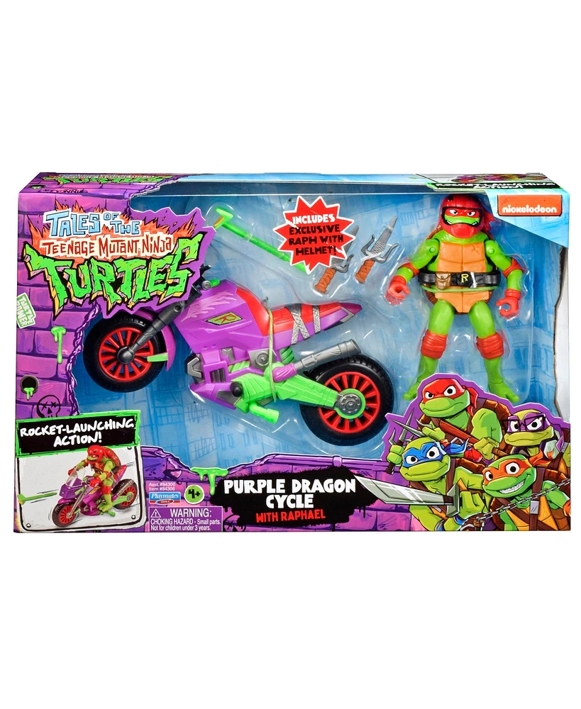 Teenage Mutant Ninja Turtles Purple Dragon Cycle with Raphael Action Figure Toy