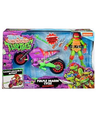 Teenage Mutant Ninja Turtles Purple Dragon Cycle with Raphael Action Figure Toy