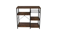 Slickblue 3-Tier Industrial Kitchen Baker's Rack with Utility Storage, Microwave Stand, and Workstation Shelf