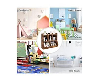 Gaomon Toy Storage Organizer, Bookshelf for Kids, Wood Toys Storage Cabinet, Toddler Book Toy Shelf, 5 Cubby Bookcase Footboard for Playroom, School,