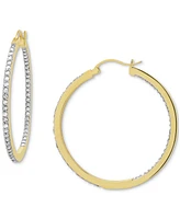 Diamond & Out Hoop Earrings (1 ct. t.w.) Sterling Silver or 14k Gold-Plated