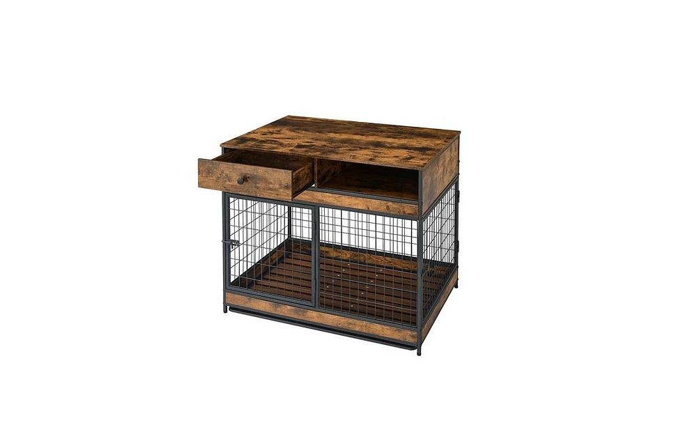 Slickblue Furniture Style Dog Crate with Double Doors for Indoor Pet Containment