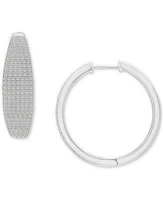 Diamond Pave Tapered Hoop Earrings (1 ct. t.w.) in Sterling Silver, Created for Macy's