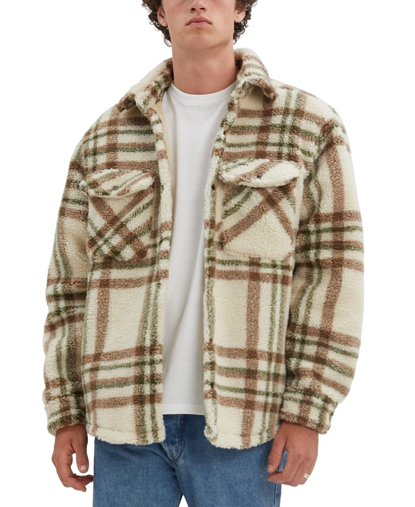 Point Zero Men's Checker Sherpa Shirt Utility Jacket