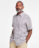 Club Room Men's Linen Paisley-Stripe Short-Sleeve Shirt, Exclusively at Macy's